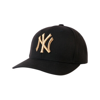 MLB野球帽NYK野球帽男女恋人金標野球帽四季調節可能遮光帽黒金標NY