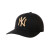 MLB野球帽NYK野球帽男女恋人金標野球帽四季調節可能遮光帽黒金標NY