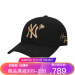【韓国ダイレクター】MLB野球帽スワロフスキーのボンネット盤で、パフレレットハート黒-NY F/フリーズが調節します。